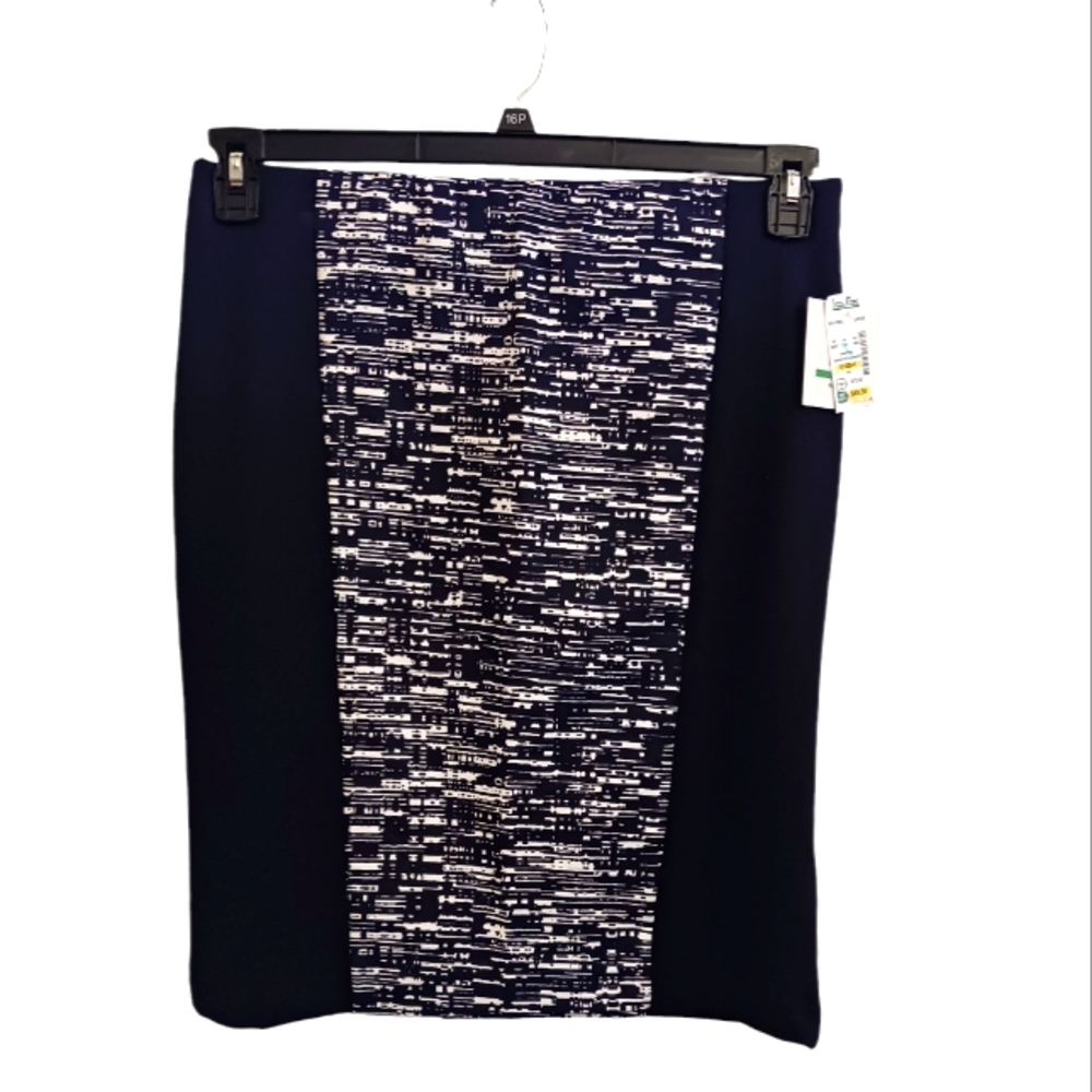 BRAND NEW!! Ellen Tracy Black & White Fitted Mini Skirt Size Large